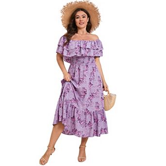 Women's Plus Size Off-Shoulder Midi Dress