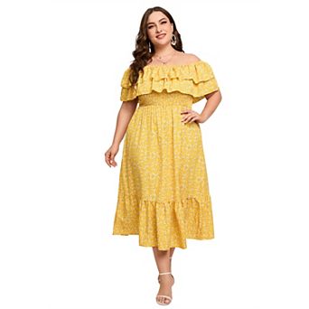 Women's Plus Size Off-Shoulder Midi Dress