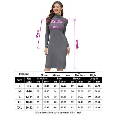Women's High Neck Sweater Dress Long Sleeve