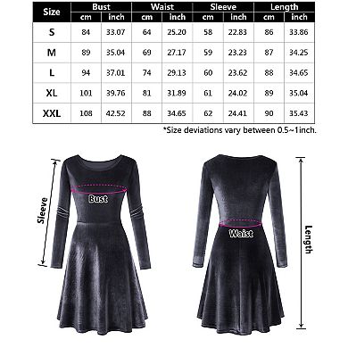 Women's Velvet Long Sleeve Crewneck Mini Dress