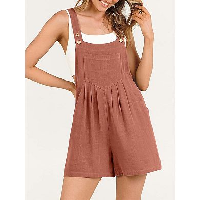 Women's Classic Cotton Jumpsuit Summer Romper with Side Pockets