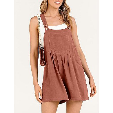 Women's Classic Cotton Jumpsuit Summer Romper with Side Pockets