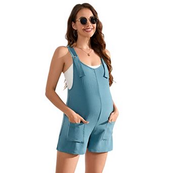 Women's Maternity Overall Short Romper Jumpsuit with Pockets