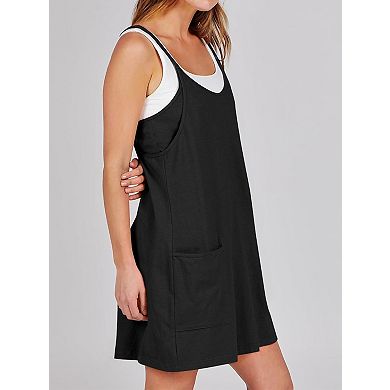 Womens Summer Sleeveless Mini Dress V Neck Athletic Short Dress with Pockets