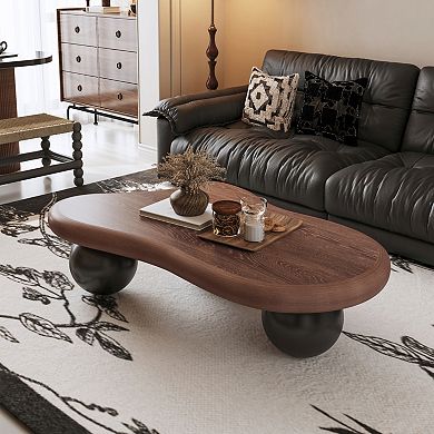 47" Modern Cloud Shaped Coffee Table with 3 Ball Legs
