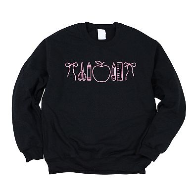 Embroidered Bows School Icons - Women's Graphic Sweatshirt