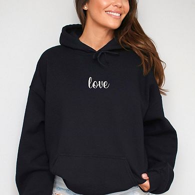 Embroidered Love Cursive - Women's Graphic Hoodie