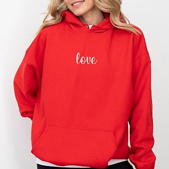 Embroidered Love Cursive - Women's Graphic Hoodie