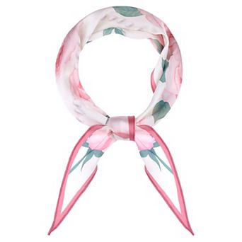 Women's Floral Printed Satin Scarf Silky Hairband Headscarf Neckerchief