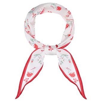 Women's Floral Printed Satin Scarf Silky Hairband Headscarf Neckerchief