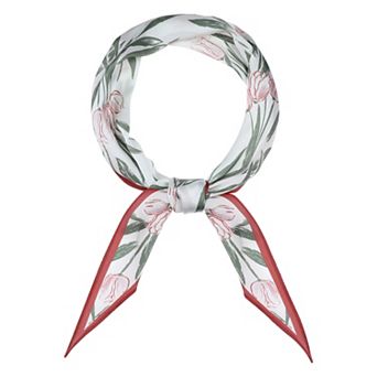 Women's Floral Printed Satin Scarf Silky Hairband Headscarf Neckerchief