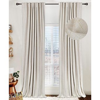 Great Ambitions 84" Linen Blackout Curtains - Thermal Insulated, Back Tab/Rod Pocket, 2 Panels