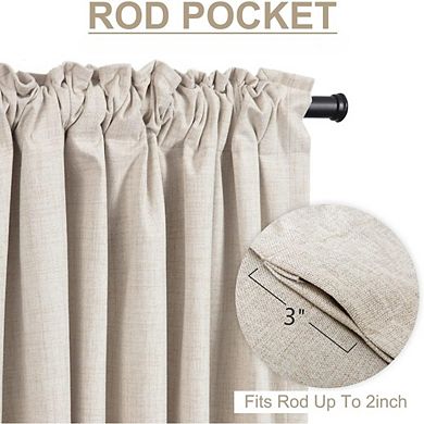 Great Ambitions 84" Linen Blackout Curtains - Thermal Insulated, Back Tab/Rod Pocket, 2 Panels