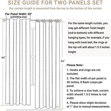 Great Ambitions 84" Linen Blackout Curtains - Thermal Insulated, Back Tab/Rod Pocket, 2 Panels