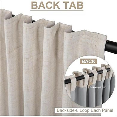 Great Ambitions 84" Linen Blackout Curtains - Thermal Insulated, Back Tab/Rod Pocket, 2 Panels