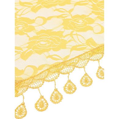 Lace Rose Floral Mantilla Scarves for Women Tassel Mesh Triangle Shawl