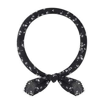 Women's Floral Printed Scarves Flowers Lace Trim Square Headscarf Neckerchief