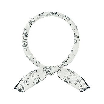 Women's Floral Printed Scarves Flowers Lace Trim Square Headscarf Neckerchief