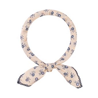 Women's Floral Printed Scarves Flowers Lace Trim Square Headscarf Neckerchief