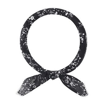 Women's Floral Printed Scarves Flowers Lace Trim Square Headscarf Neckerchief