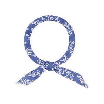 Women's Floral Printed Scarves Flowers Lace Trim Square Headscarf Neckerchief