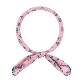 Women's Floral Printed Scarves Flowers Lace Trim Square Headscarf Neckerchief