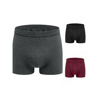 3 Packs Boxer Brief for Men's Big & Tall Stretch Waistband Comfortable Mid-Waisted Underwear