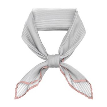 Women's Pleated Chiffon Scarves Contrast Color Trim Semi Sheer Neck Scarf Neckerchief
