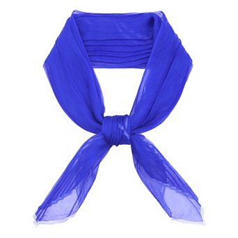 Women's Pleated Chiffon Scarves Contrast Color Trim Semi Sheer Neck Scarf Neckerchief