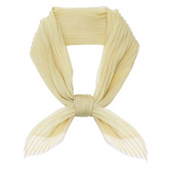 Women's Pleated Chiffon Scarves Contrast Color Trim Semi Sheer Neck Scarf Neckerchief