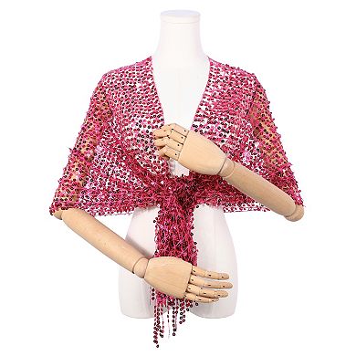 Women's Sequin Shawls and Wraps Fringed Sparkly Dressy Scarf for Wedding Party