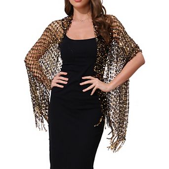Women's Sequin Shawls and Wraps Fringed Sparkly Dressy Scarf for Wedding Party