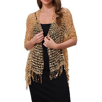 Women's Sequin Shawls and Wraps Fringed Sparkly Dressy Scarf for Wedding Party