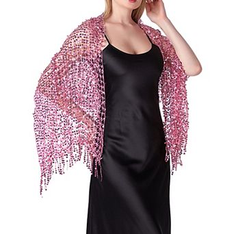 Women's Sequin Shawls and Wraps Fringed Sparkly Dressy Scarf for Wedding Party