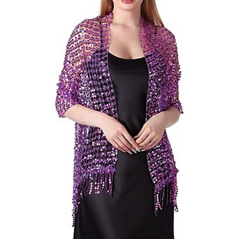 Women's Sequin Shawls and Wraps Fringed Sparkly Dressy Scarf for Wedding Party