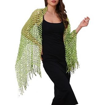 Women's Sequin Shawls and Wraps Fringed Sparkly Dressy Scarf for Wedding Party