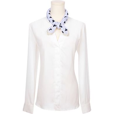 Women's Heart Printed Scarf Lace Trim Square Headscarf Neckerchief