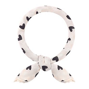 Women's Heart Printed Scarf Lace Trim Square Headscarf Neckerchief