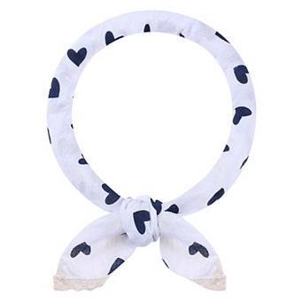 Women's Heart Printed Scarf Lace Trim Square Headscarf Neckerchief