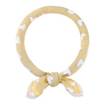 Women's Heart Printed Scarf Lace Trim Square Headscarf Neckerchief