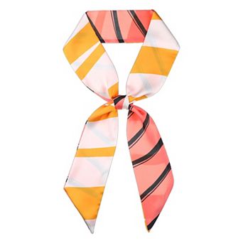 Women's Striped Printed Skinny Long Scarves Satin Silky Neck Scarf Ribbon