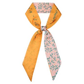 Women's Striped Printed Skinny Long Scarves Satin Silky Neck Scarf Ribbon