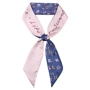 Women's Striped Printed Skinny Long Scarves Satin Silky Neck Scarf Ribbon