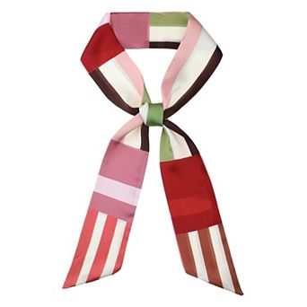 Women's Striped Printed Skinny Long Scarves Satin Silky Neck Scarf Ribbon