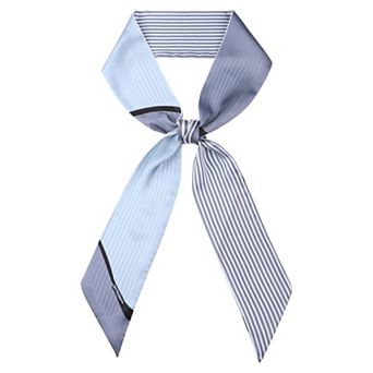 Women's Striped Printed Skinny Long Scarves Satin Silky Neck Scarf Ribbon
