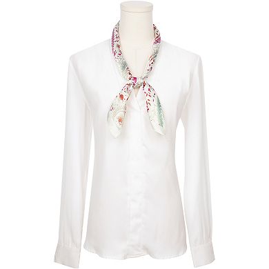 Women's Floral Printed Satin Square Scarf Headscarf Neck Scarves Neckerchief