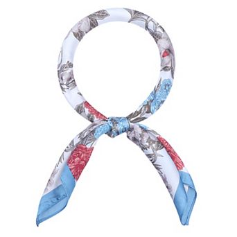 Women's Floral Printed Satin Square Scarf Headscarf Neck Scarves Neckerchief