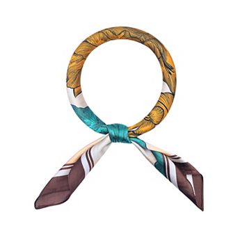 Women's Floral Printed Satin Square Scarf Headscarf Neck Scarves Neckerchief