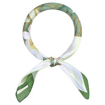 Women's Floral Printed Satin Square Scarf Headscarf Neck Scarves Neckerchief