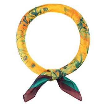 Women's Floral Printed Satin Square Scarf Headscarf Neck Scarves Neckerchief